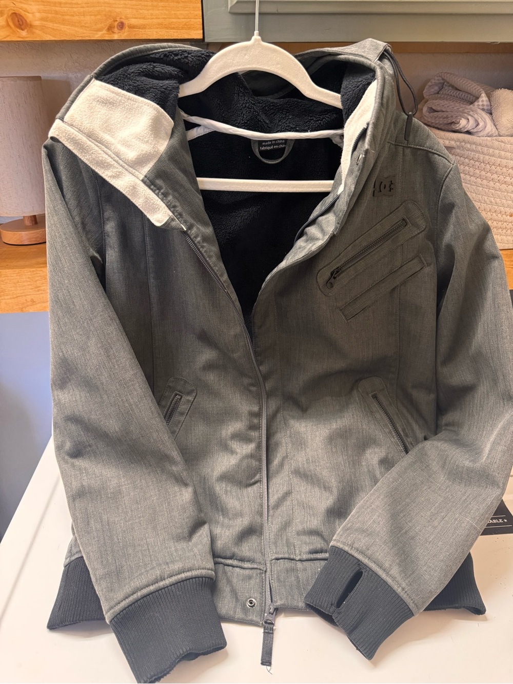 DC Gray and Black Branded Hooded Snow/Ski Jacket